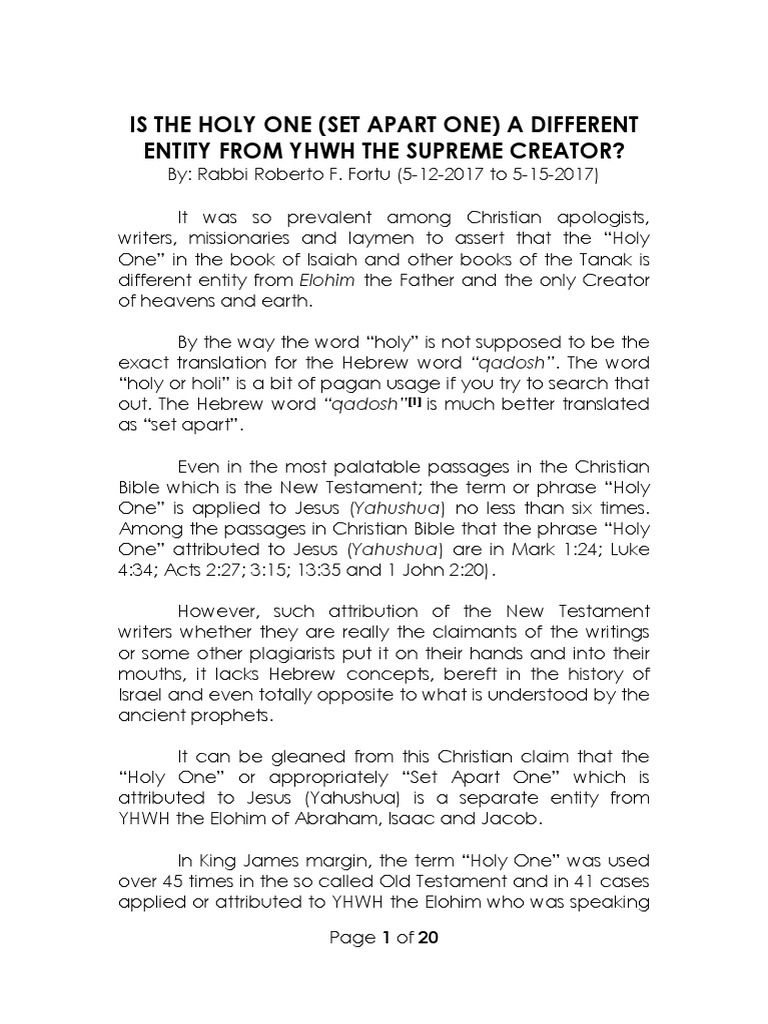 Who Is The Holy One PDF | PDF | Names Of God In Judaism | Book Of Job