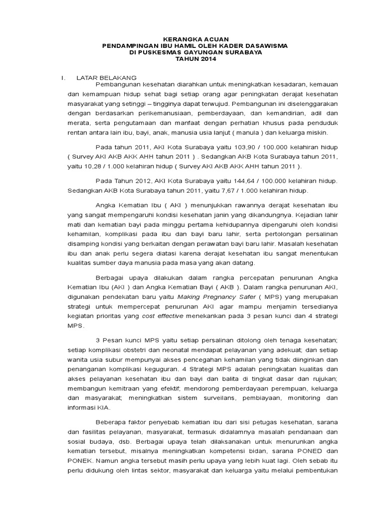 KAK Pendampingan Ibu Hamil Oleh Kader Dasawismav