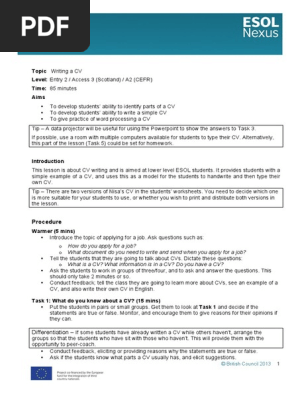 CV Writing (E2) LP