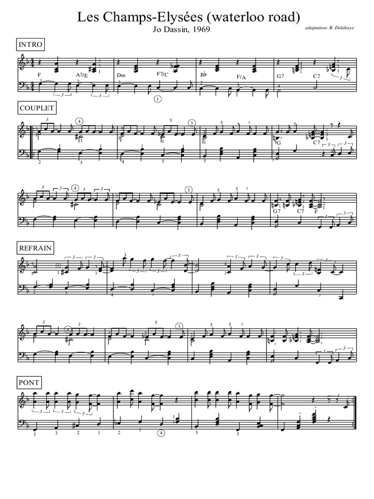 Les Champs Elysees Score | PDF | Chansons produites par
