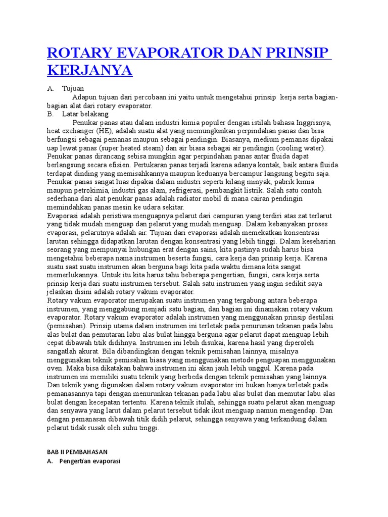 Rotary Evaporator Dan Prinsip Kerjanya PDF