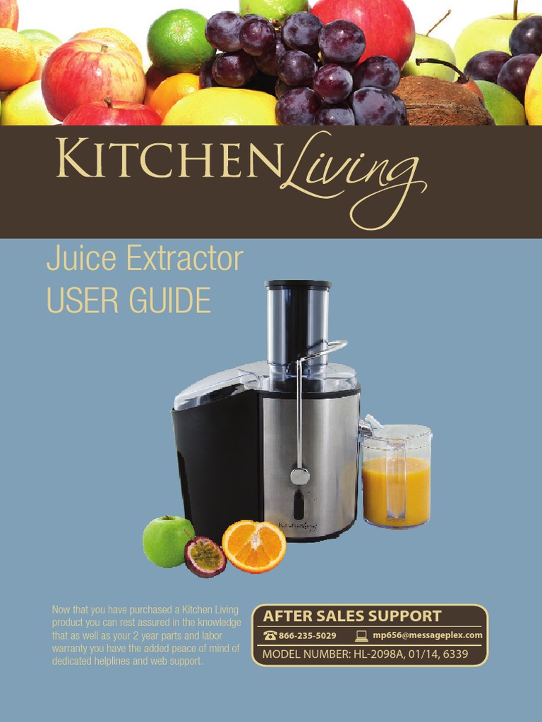 1.8.14 Kitchen Living Juice Extractor Warranty Manual PDF Fruit