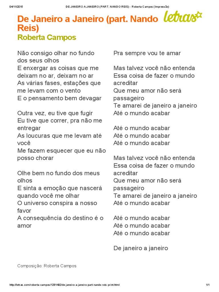 De Janeiro A Janeiro (Letra) | PDF | Lazer
