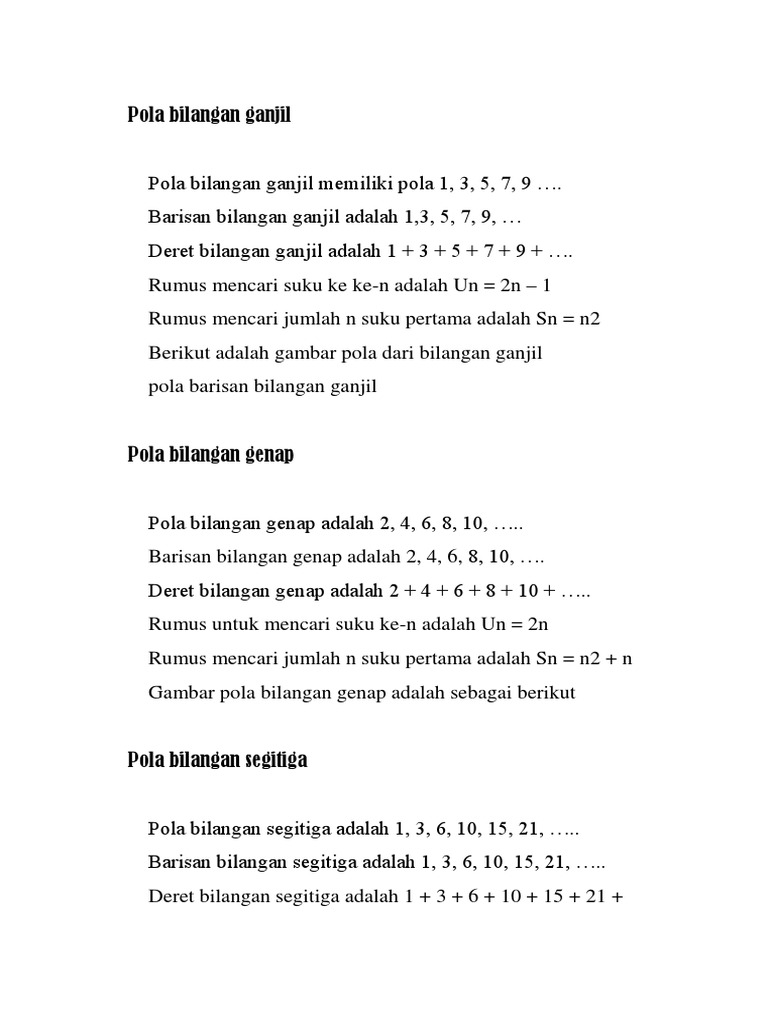 Pola Bilangan Ganjil