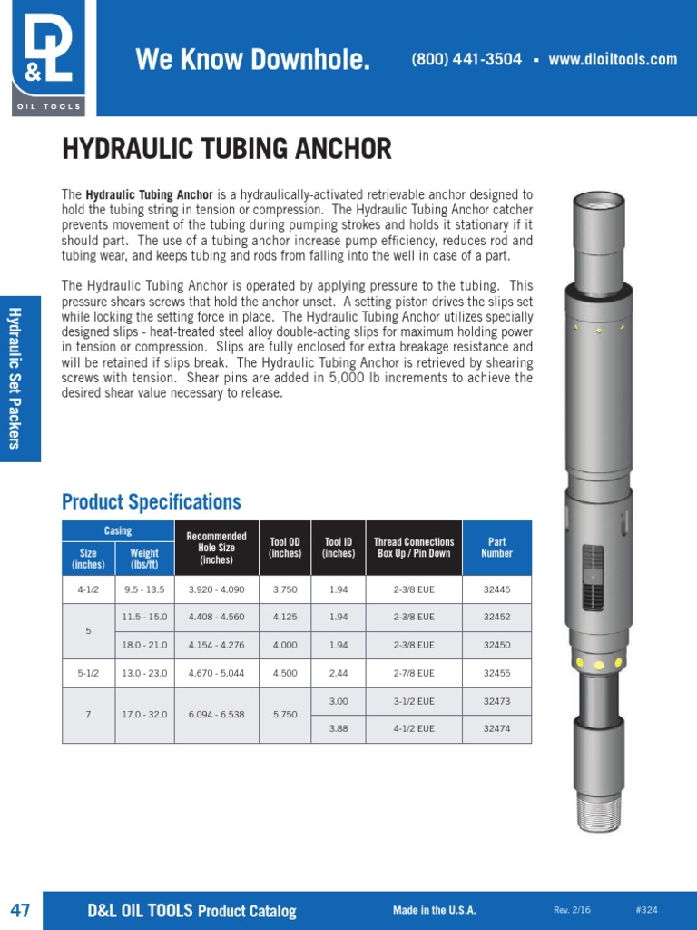 Hydraulic Tubing Anchor 147973629 PDF Anchor Screw
