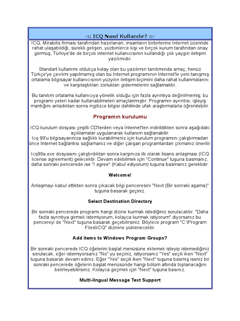 ICQ Nasıl Kullanılır | PDF