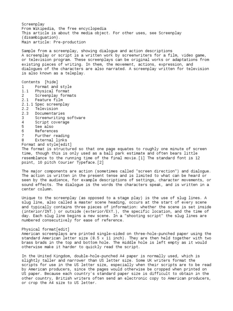 Understanding Screenplay Formats | PDF | Screenplay | Writing