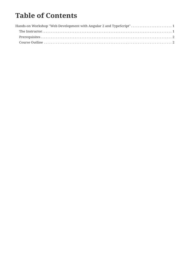 Angular 2 Workshop Overview | PDF | Web Server | Internet & Web