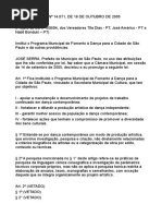 LEI N 14.071 Fomento a Danca