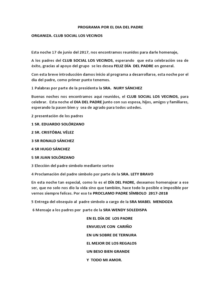 Programa Por El Dia Del Padre