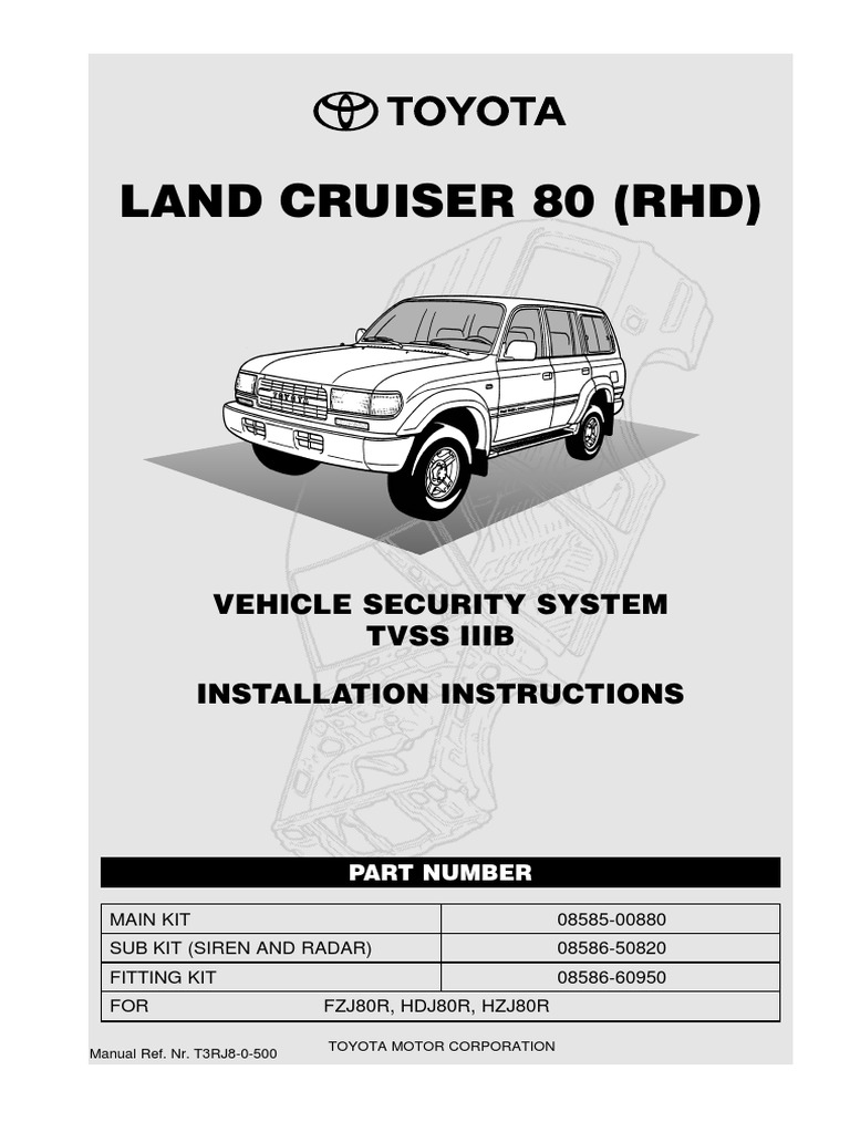 Installation Instructions for Toyota Vehicle Security System (TVSS IIIB