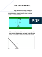 Exercícios trigonometria distâncias ângulos