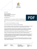 Mandate Letter: British Columbia Ministry of Mental Health and Addictions