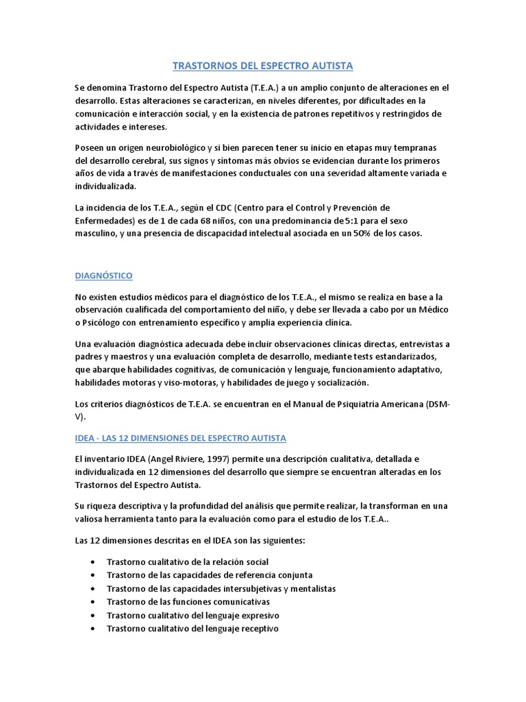 Trastornos Del Espectro Autista Signos | PDF | Espectro autista | Autismo