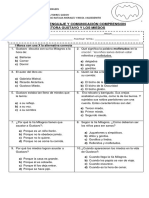 Evaluacion Lenguaje y Comunicación Comprension Lectora Gustavo y Los Miedos