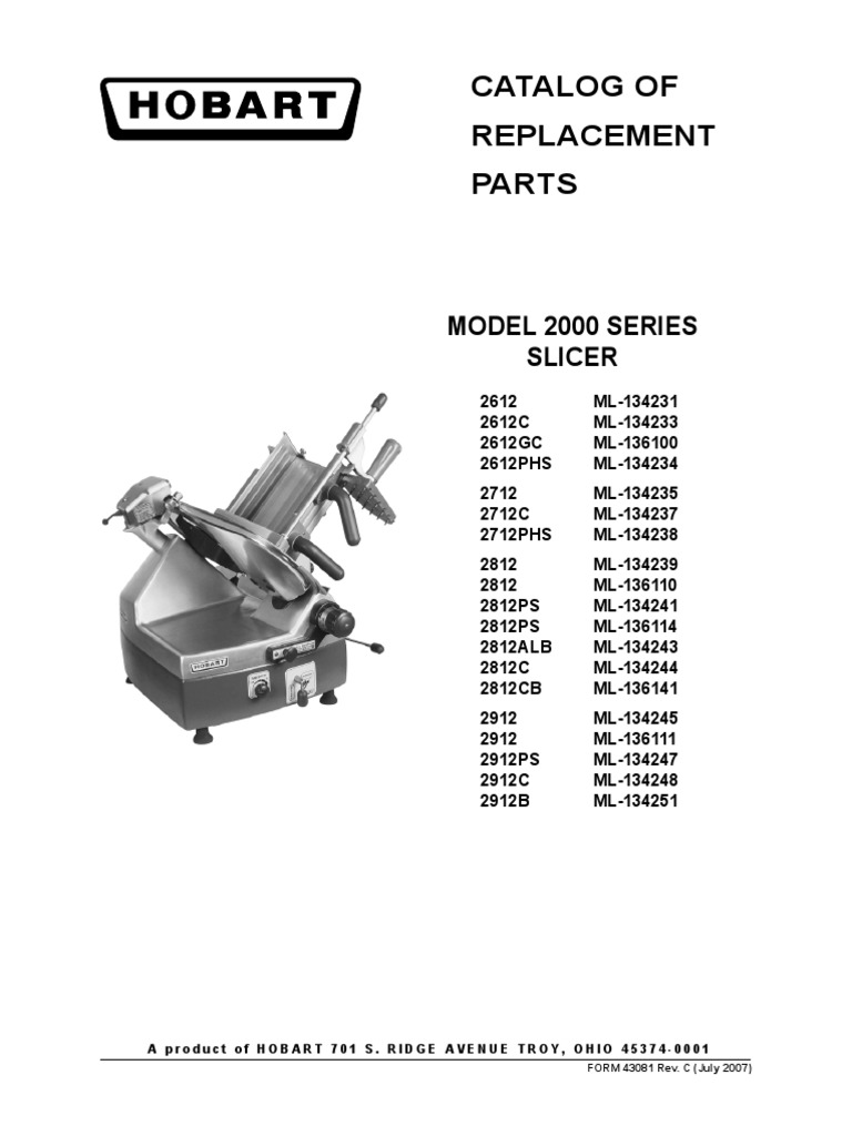 Meat Slicer 2612 | PDF | Screw | Equipment