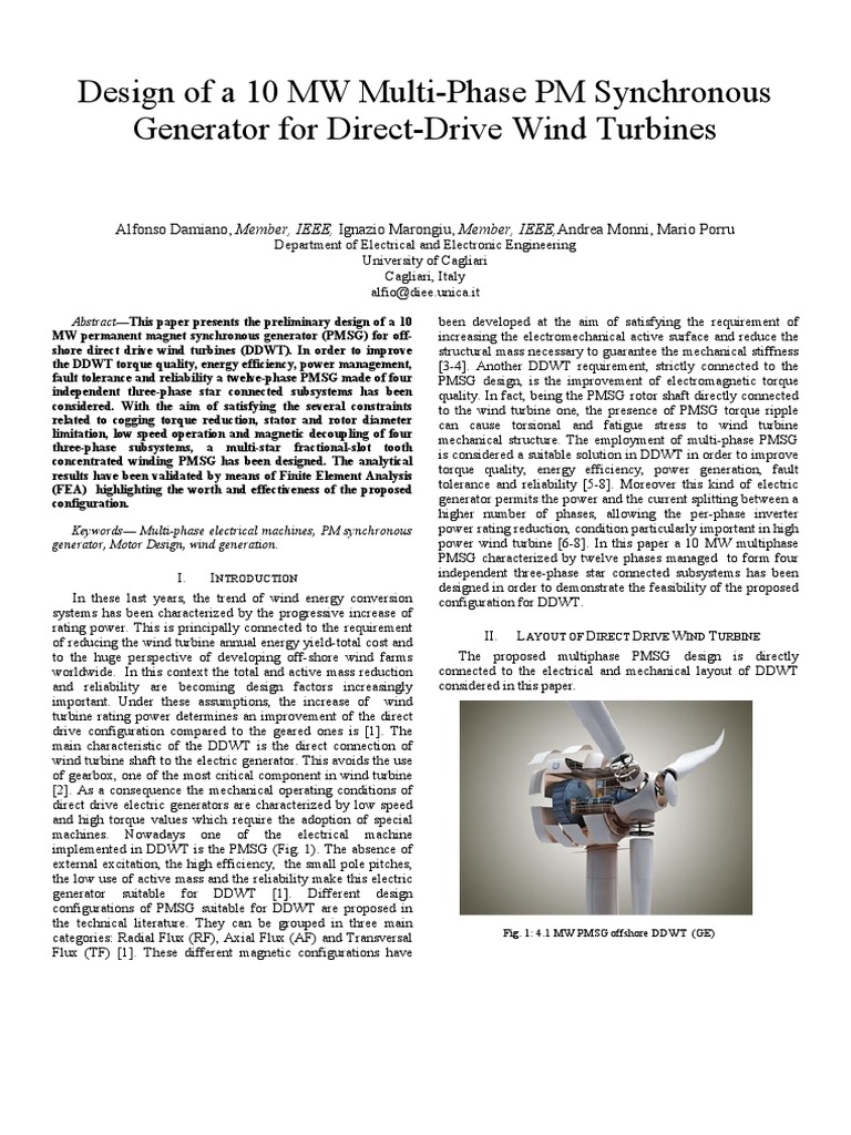 Design of A 10 MW Multi-Phase PM Synchronous Generator For Direct-Drive ...