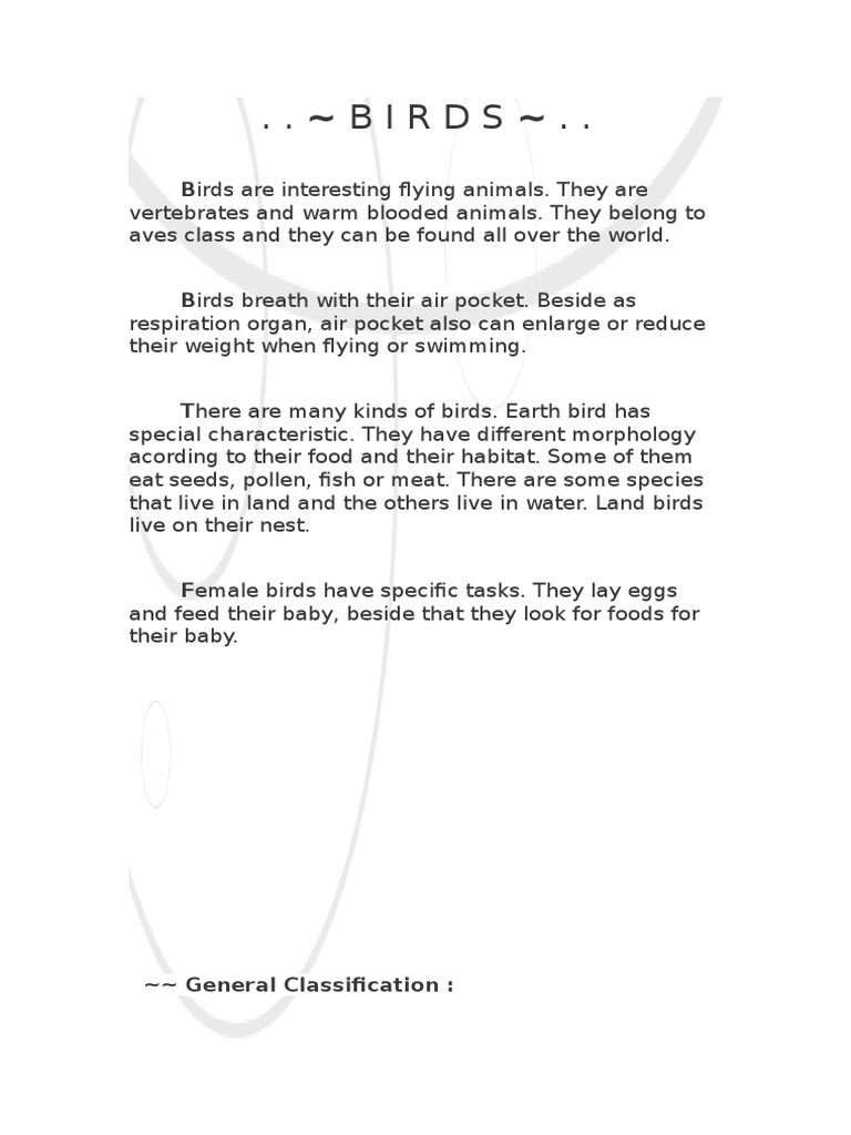 Birds - .: Birds Are Interesting Flying Animals. They Are | PDF