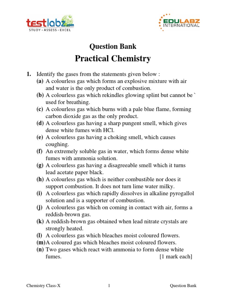 Class 10 Chemistry Practical Questions | PDF | Hydroxide | Sodium Carbonate