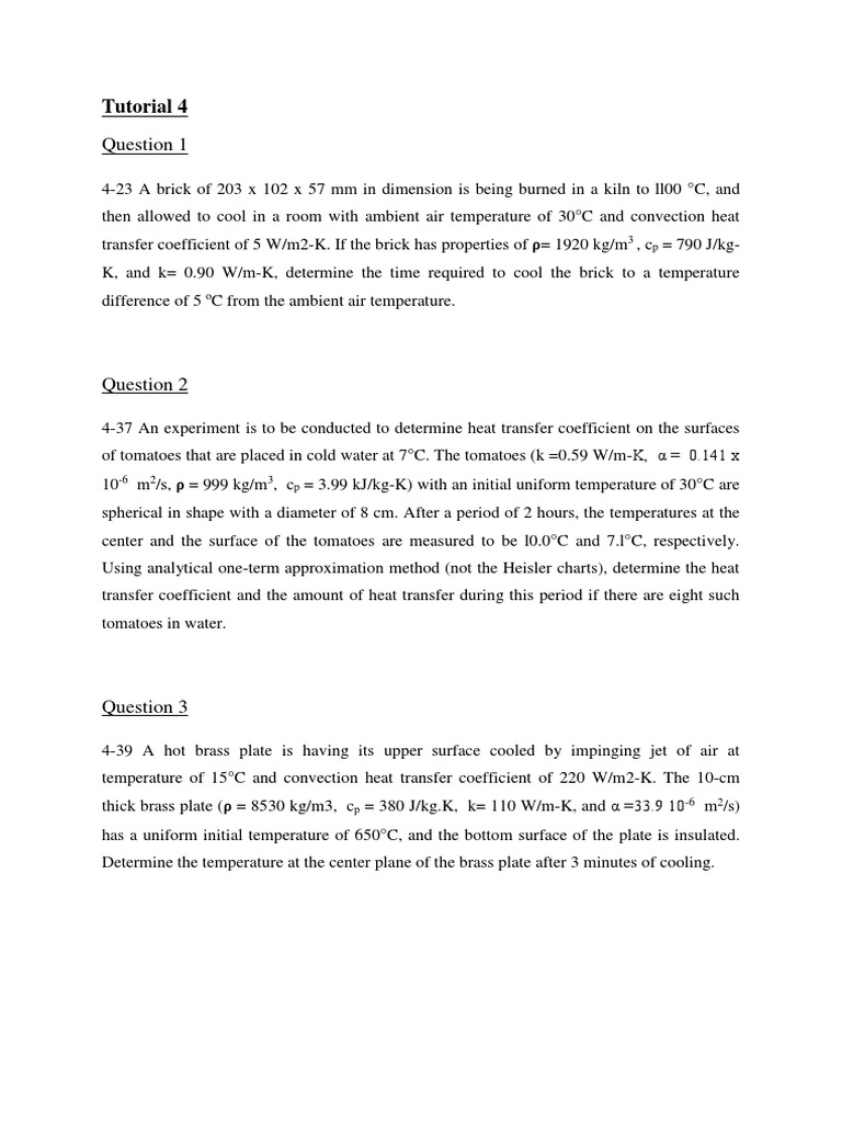 worksheet Worksheet Methods Of Heat Transfer Answers tutorial 4 heat transfer thermal conduction