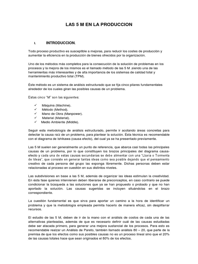 Las 5 M en La Produccion | PDF | Science | Ingeniería
