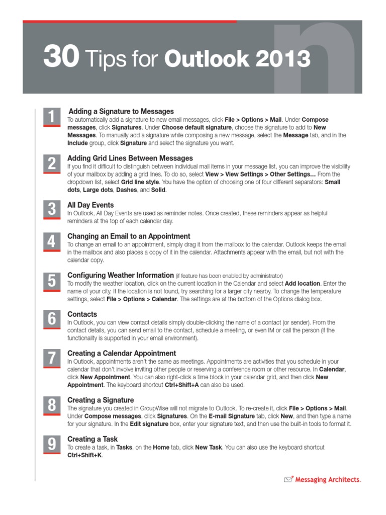 30_tips_for_Outlook2013_2014 Microsoft Outlook Email