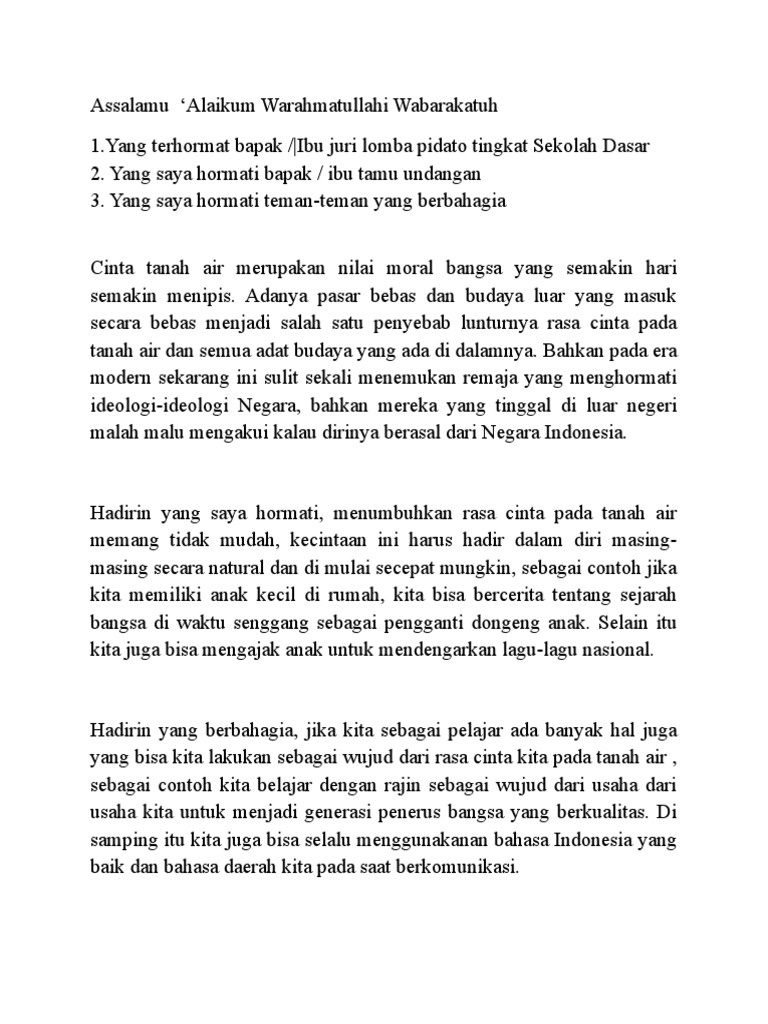 Contoh Pidato Cinta Tanah Air Contoh Soal Pelajaran Puisi Dan Pidato Populer