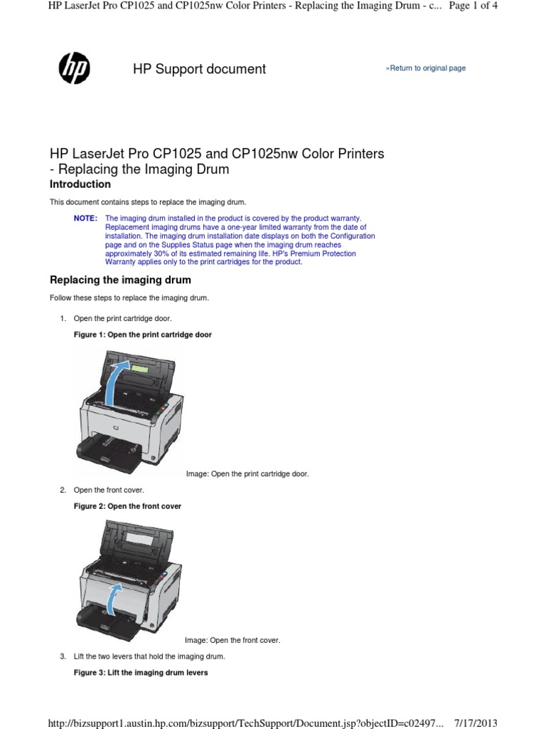 HP Support Document Figure 1 Open The Print Cartridge Door PDF