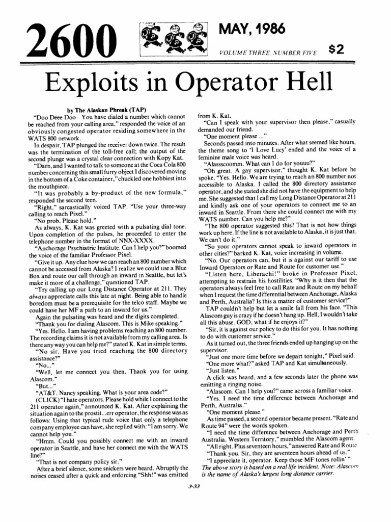 2600 The Hacker Quarterly (Volume 3, Number 5, May 1986) Modem