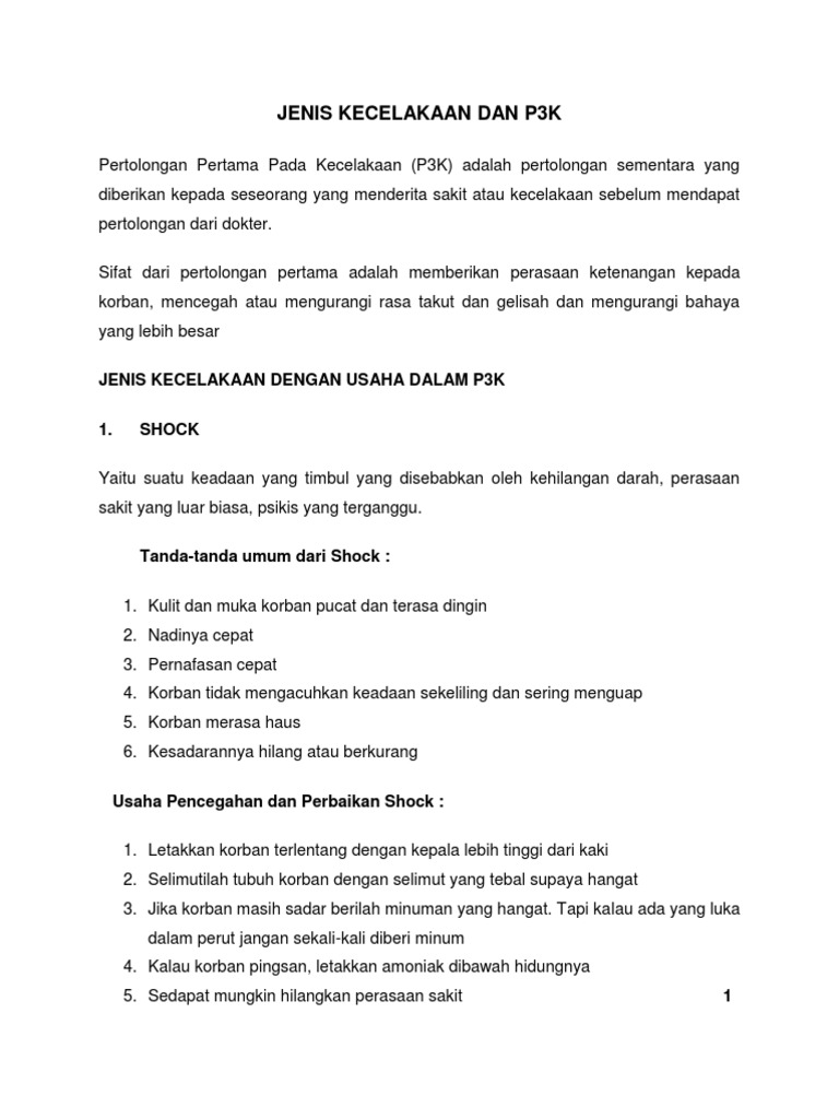 Jenis Kecelakaan Dan
