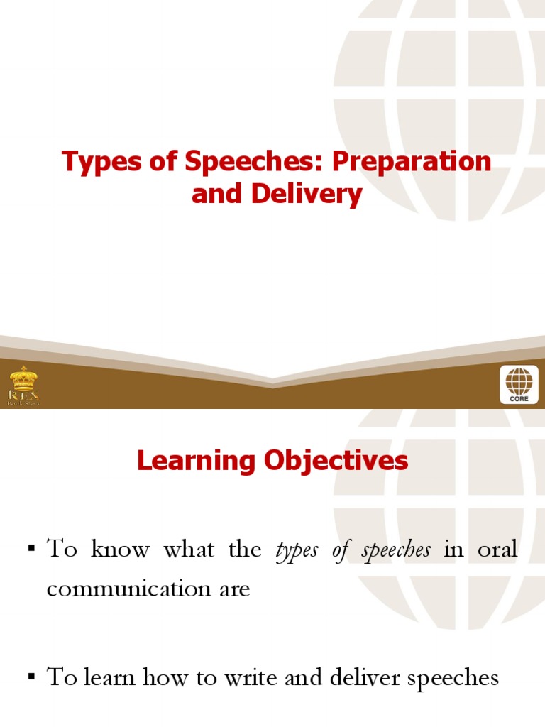 Types and Techniques of Speech Delivery | PDF | Public Speaking ...
