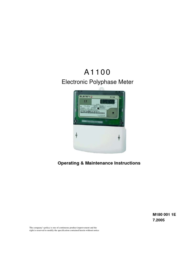 Elster Meter A1100 | Download Free PDF | Kilowatt Hour | Occupational