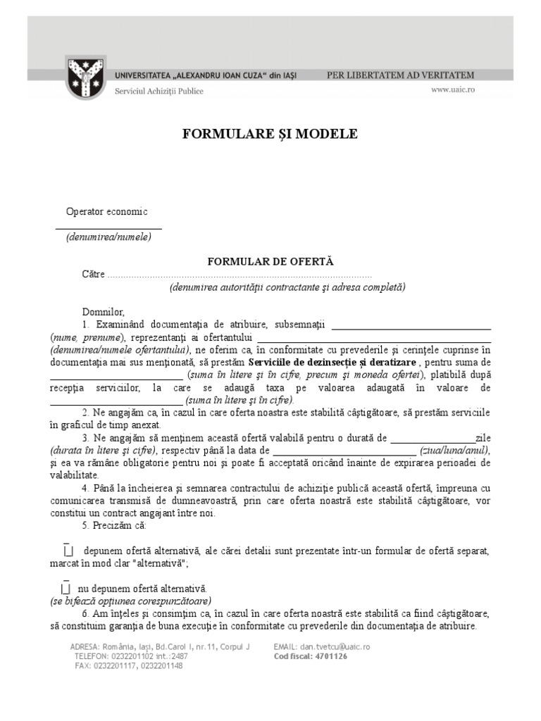 Modele de Formulare Dezinsectie Si Deratizare | PDF