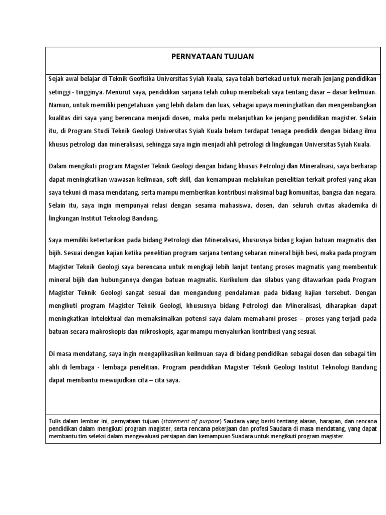 Pernyataan tujuan pdf