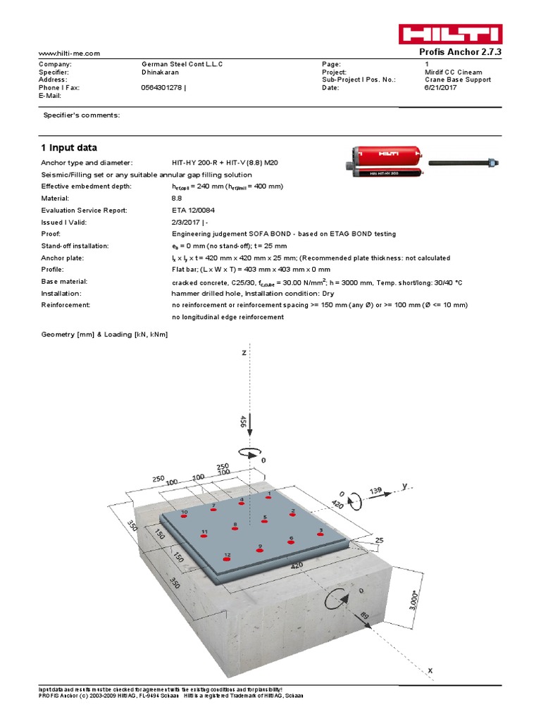 Hilti Crane Support Frame Base | PDF | Strength Of Materials ...
