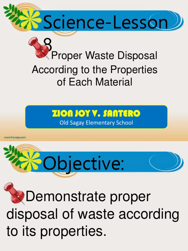 Lesson 8 Proper Waste Disposal Zion PDF Recycling Waste
