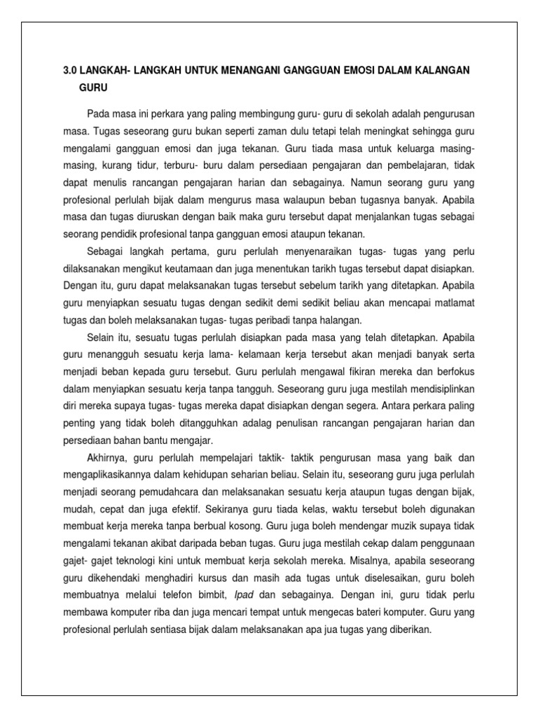 Langkah-langkah untuk menangani emosi dalam kalangan guru