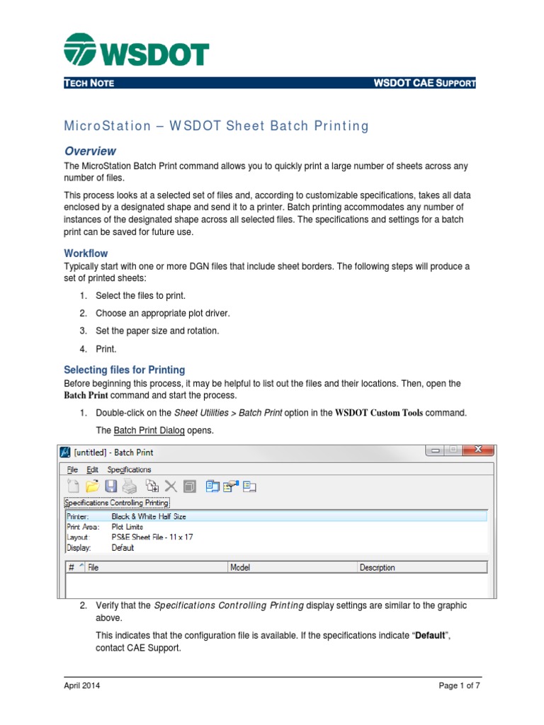 Microstation wsdot sheet batch printing t n wsdot cae s pdf