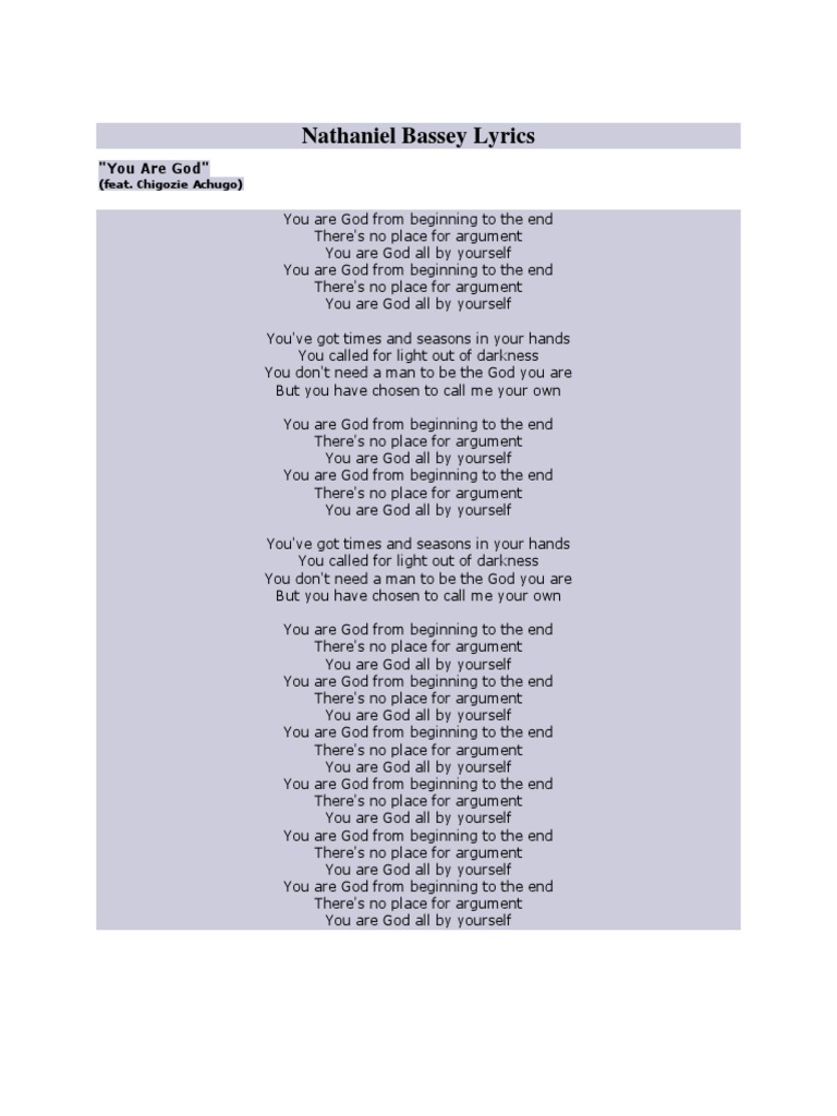 Nathaniel Bassey Lyrics Song Structure Songs