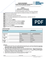 Asean Engineer: Form 1: Applicant'S Checklist