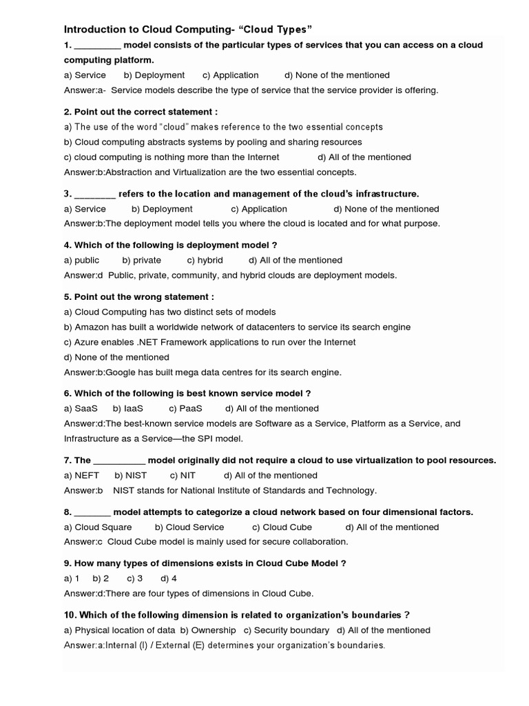 Understanding Cloud Computing Models | PDF | Platform As A Service ...