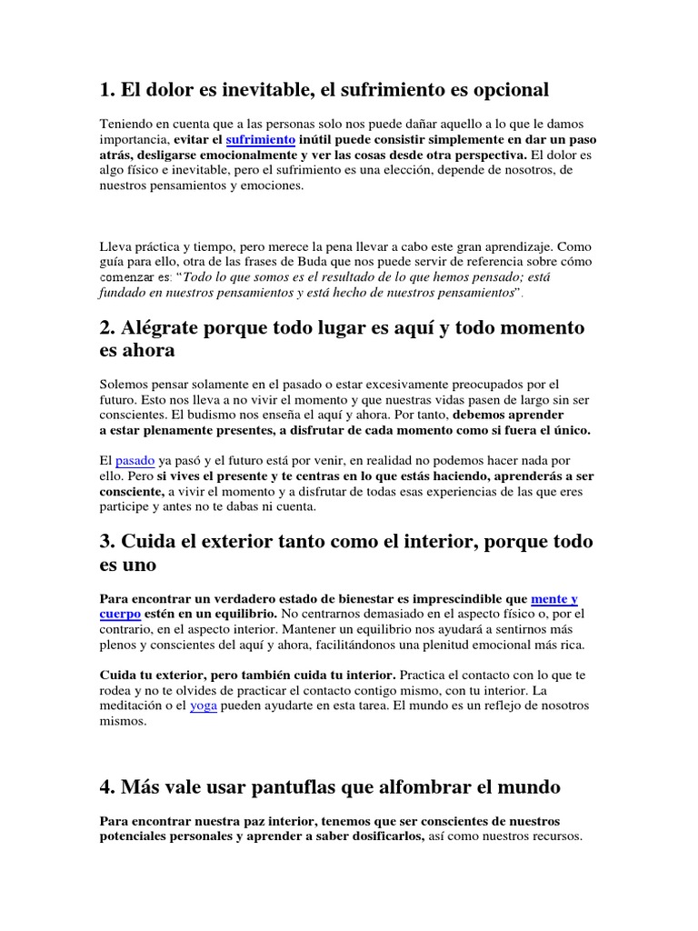 Reflexiones budistas para el bienestar | PDF | Sufrimiento | Mente