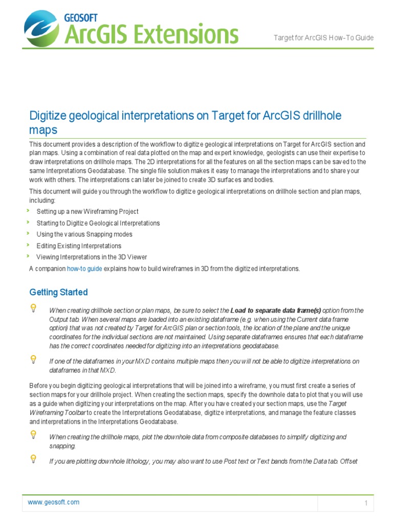 Digitize geological interpretations on Target for ArcGIS drillhole maps ...