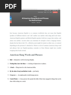 40 American Slang Words And Phrases You Need To Know Idiom Linguistics