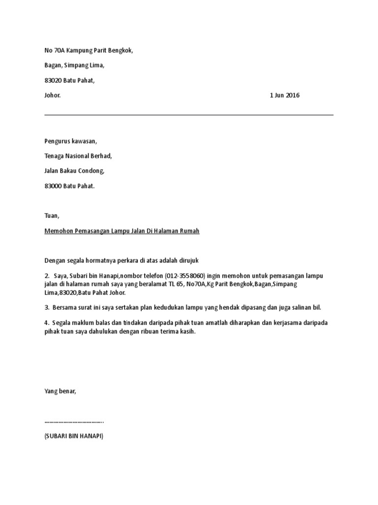 Surat Mohon Lampu Jalan Pdf