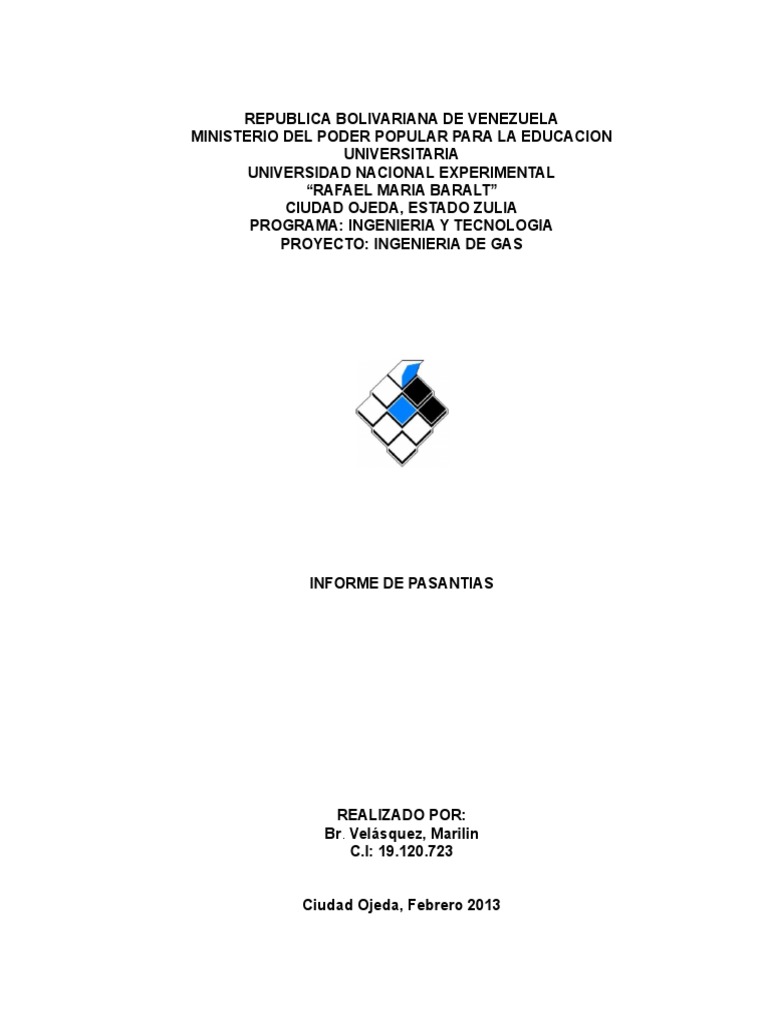 Formato Informe De Pasantias Planificaci n Ingenier a