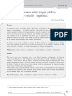 Algunas concepciones sobre lengua y dialecto, sociolingüística  y variación  lingüística