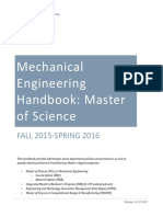 Mechanical Engineering Handbook: Master of Science: FALL 2015-SPRING 2016