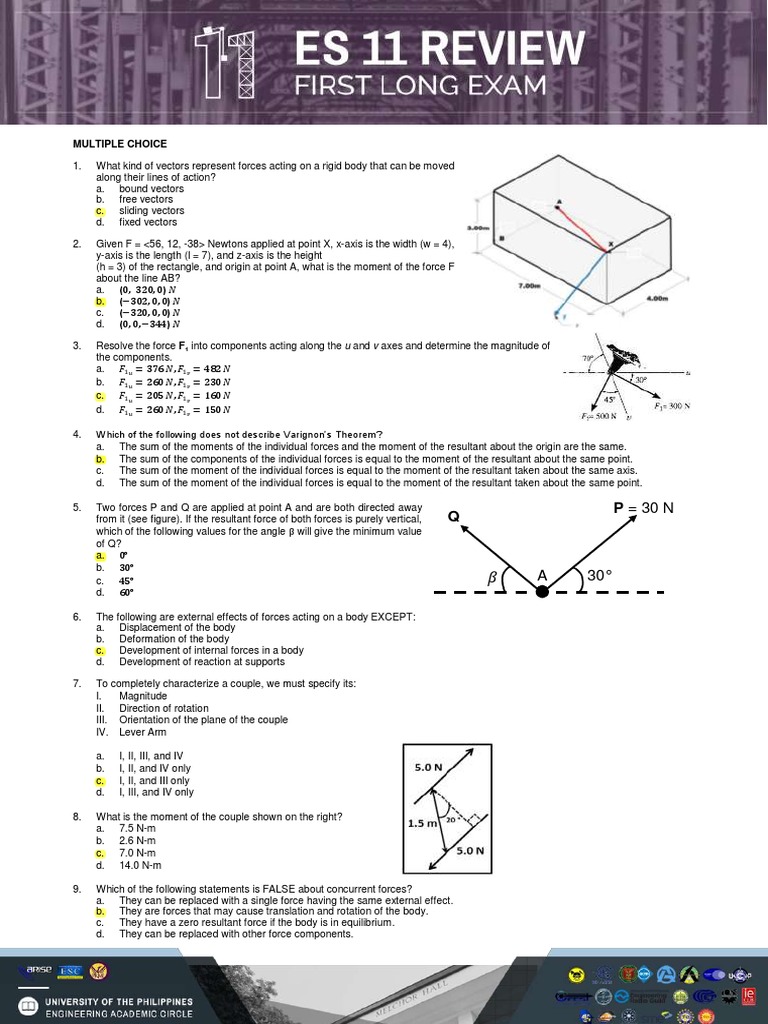 Engineering Mechanics Quiz | PDF | Euclidean Vector | Cartesian ...