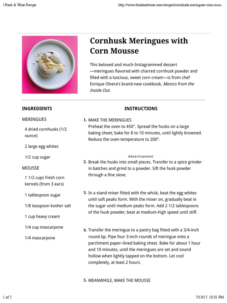 Corn Husk Meringue PDF Meringue Baking